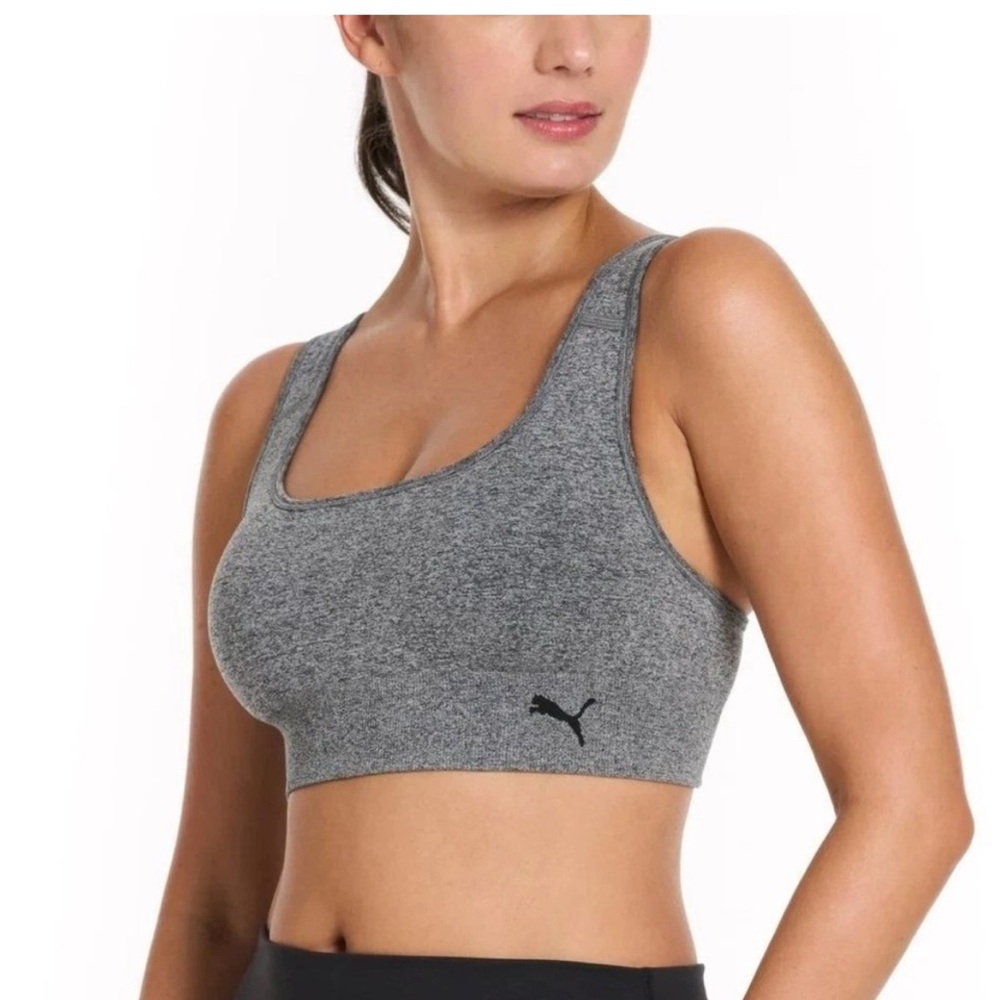 Women's Puma Gray Low Support Seamless Padded Sports Bra Sz XL